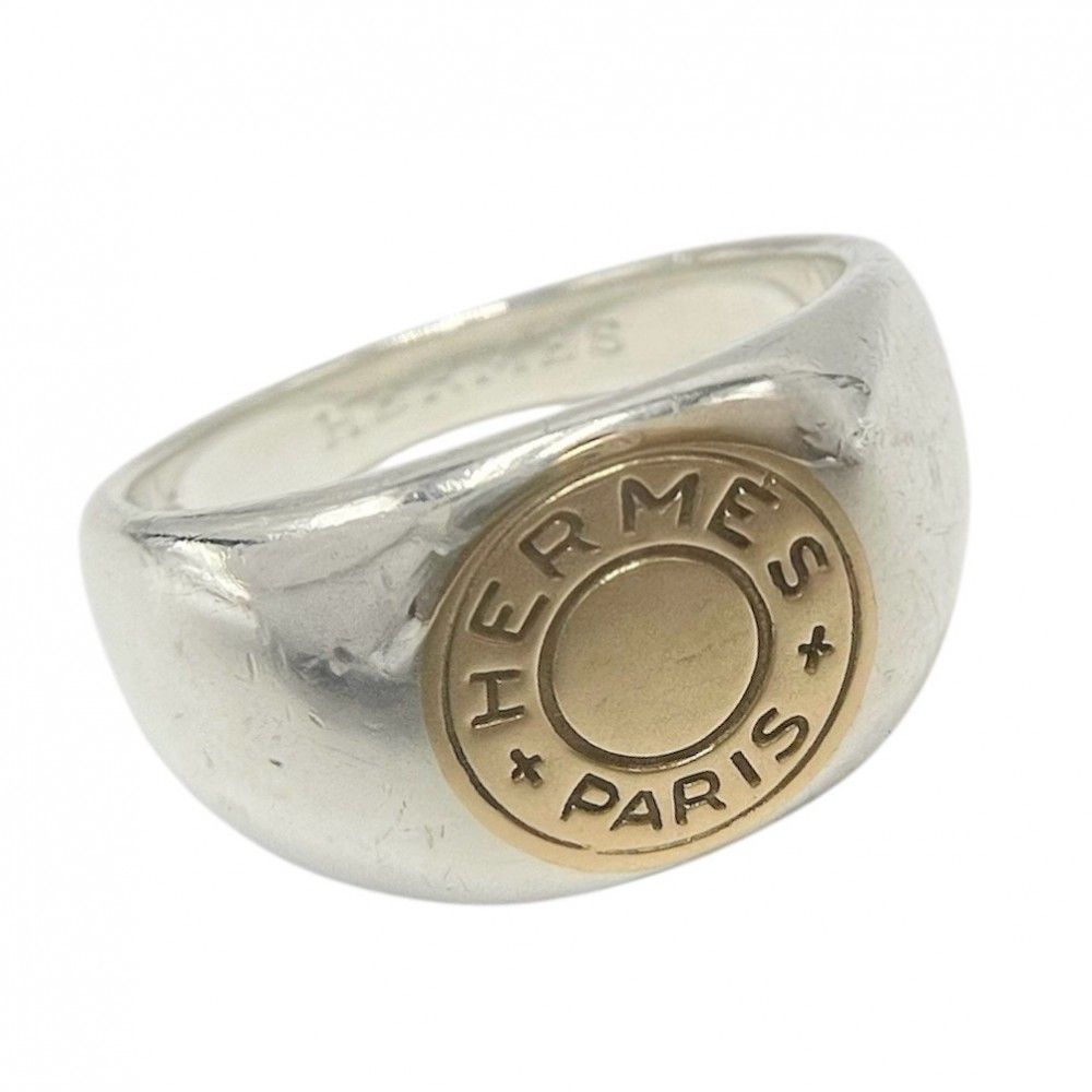 エルメス 指輪 メンズ セリエ リング 63サイズ コンビ ジュエリー ヴィンテージ Au750 18金 HERMES シルバー925 K18ゴールド 約22.5号 ゴールド シルバー 約13.8g 品