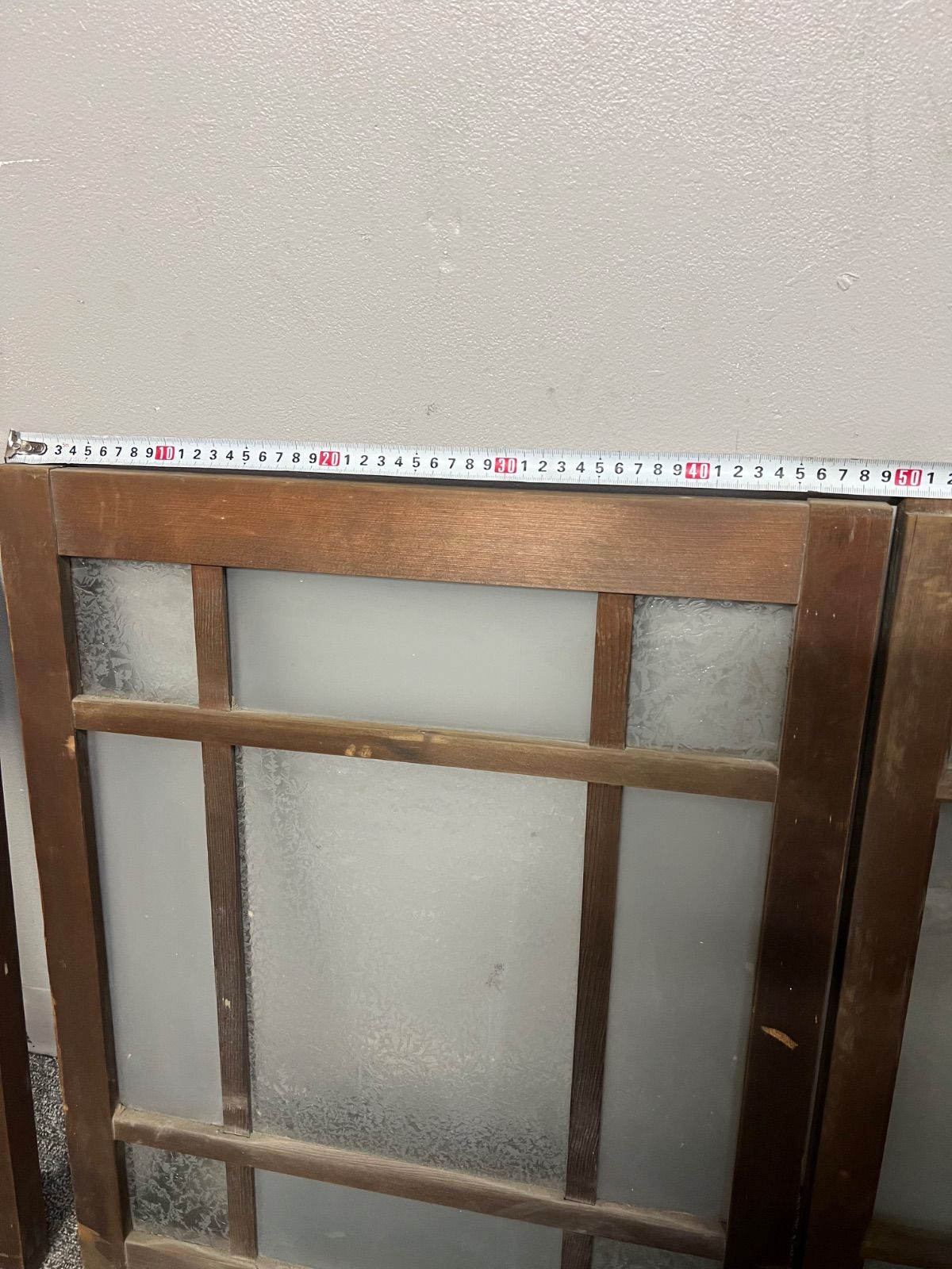 【昭和レトロ】古民家建具 窓枠 木枠　曇りガラス ① ⭐︎ 昭和 レトロ 古民家建具 4枚 セット窓枠 曇りガラス 木枠
