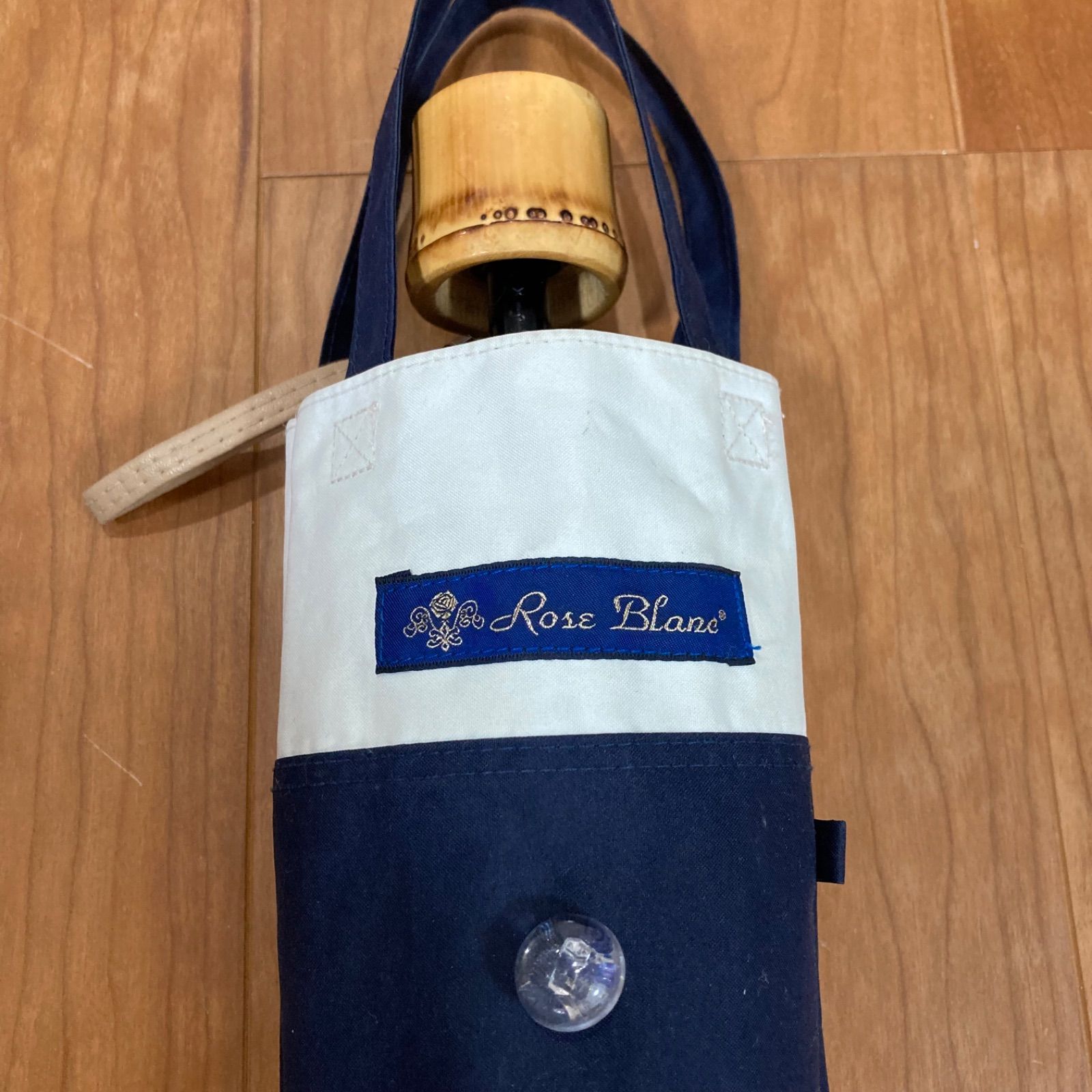 芦屋ロサブラン 3段折りたたみ 日傘 晴雨兼用 ロサブラン RoseBlanc 完全遮光 ネイビー 傘袋付き ロサブラン