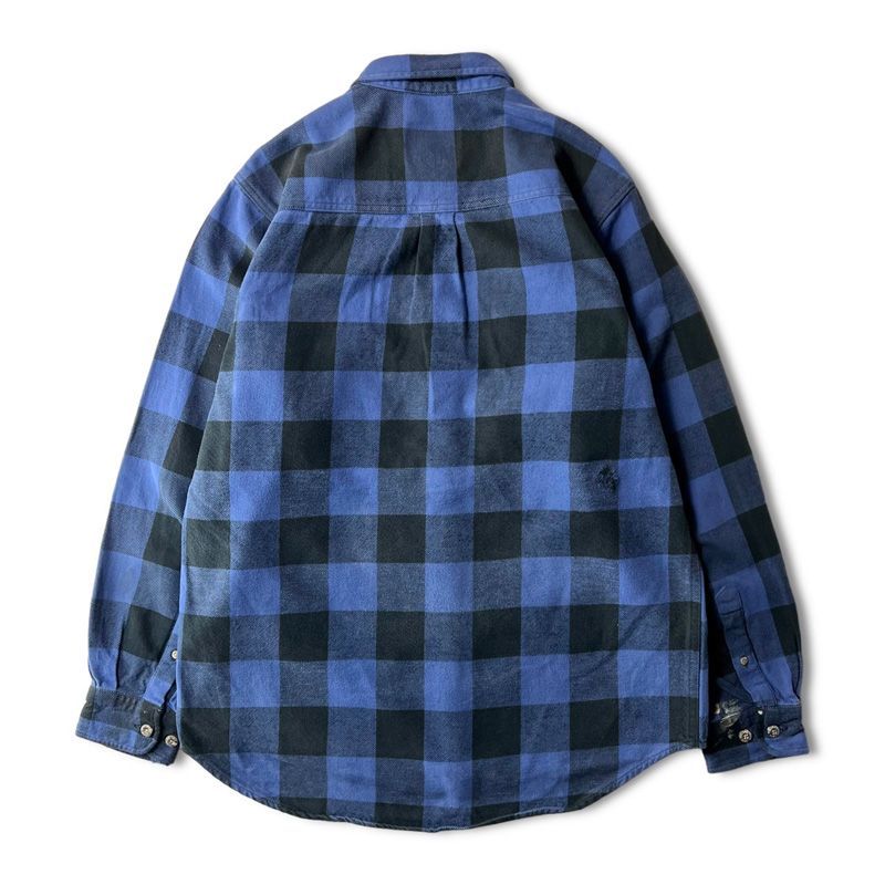90s USA製 キルティング ネルシャツ パープル ブロックチェック ヘビネル 入手困難】80-90s USA製 OSHKOSH ネルシャツ ブロックチェック