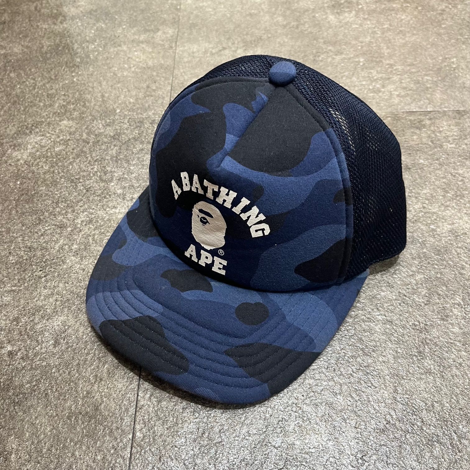 A BATHING APE アベイシングエイプブルーカモメッシュキャップ