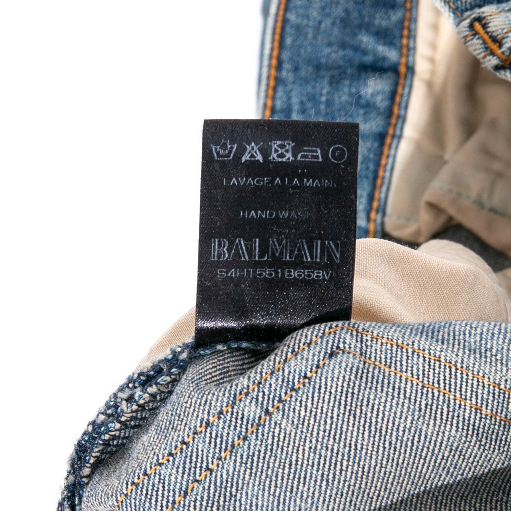 BALMAIN バルマン ジップフライ ストレッチ バイカー スキニーデニム