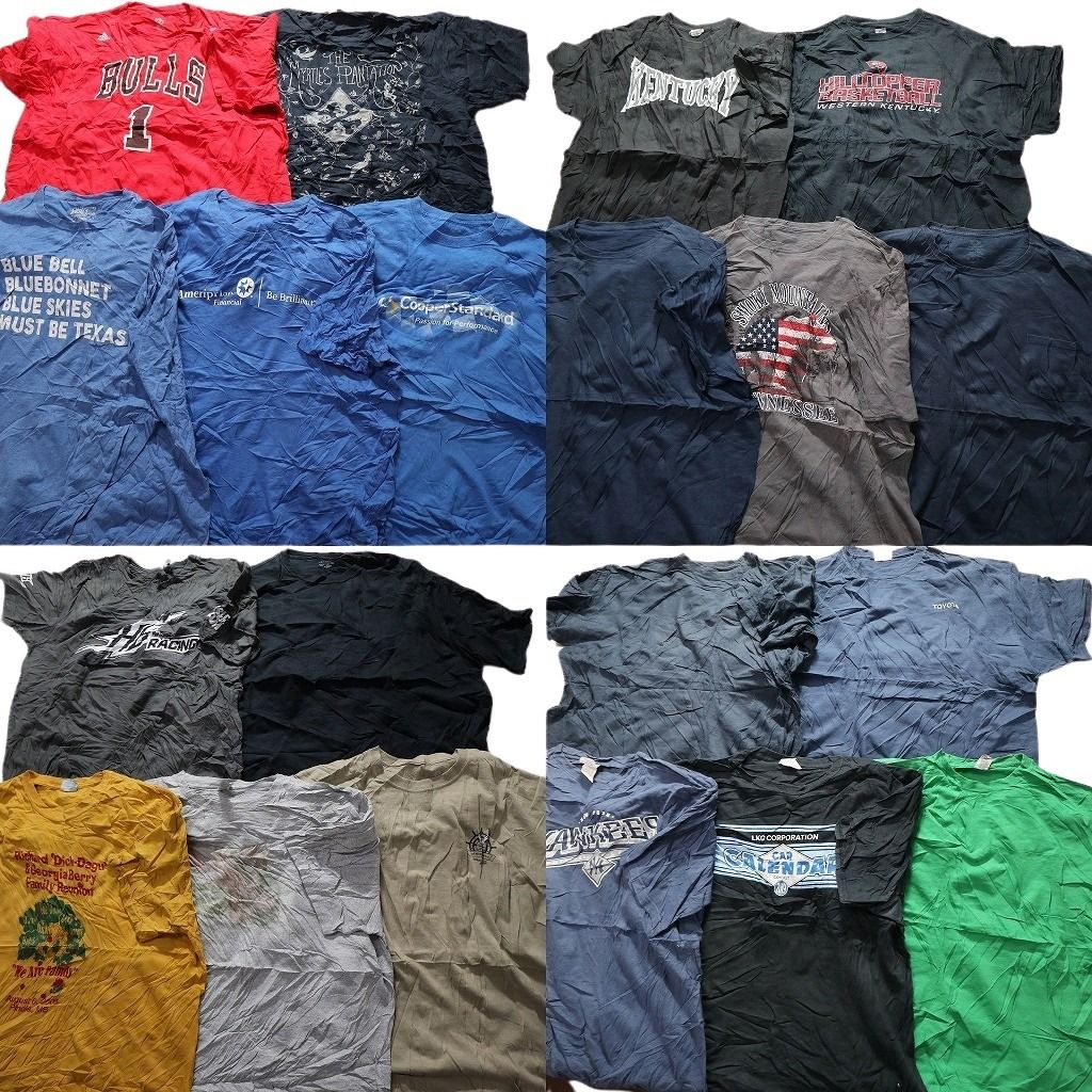 古着卸 まとめ売り カラーMix プリント 半袖Tシャツ 20枚セット (メンズ 2XL ) カレッジ風 プロチーム MLB ヤンキース 中古 古着 MY3911