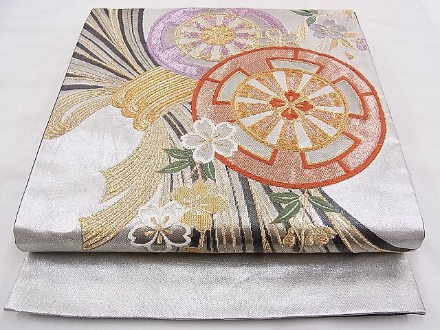 平和屋着物○六通柄袋帯 唐織 花兎文 金糸 正絹 逸品 DAAT0340ob