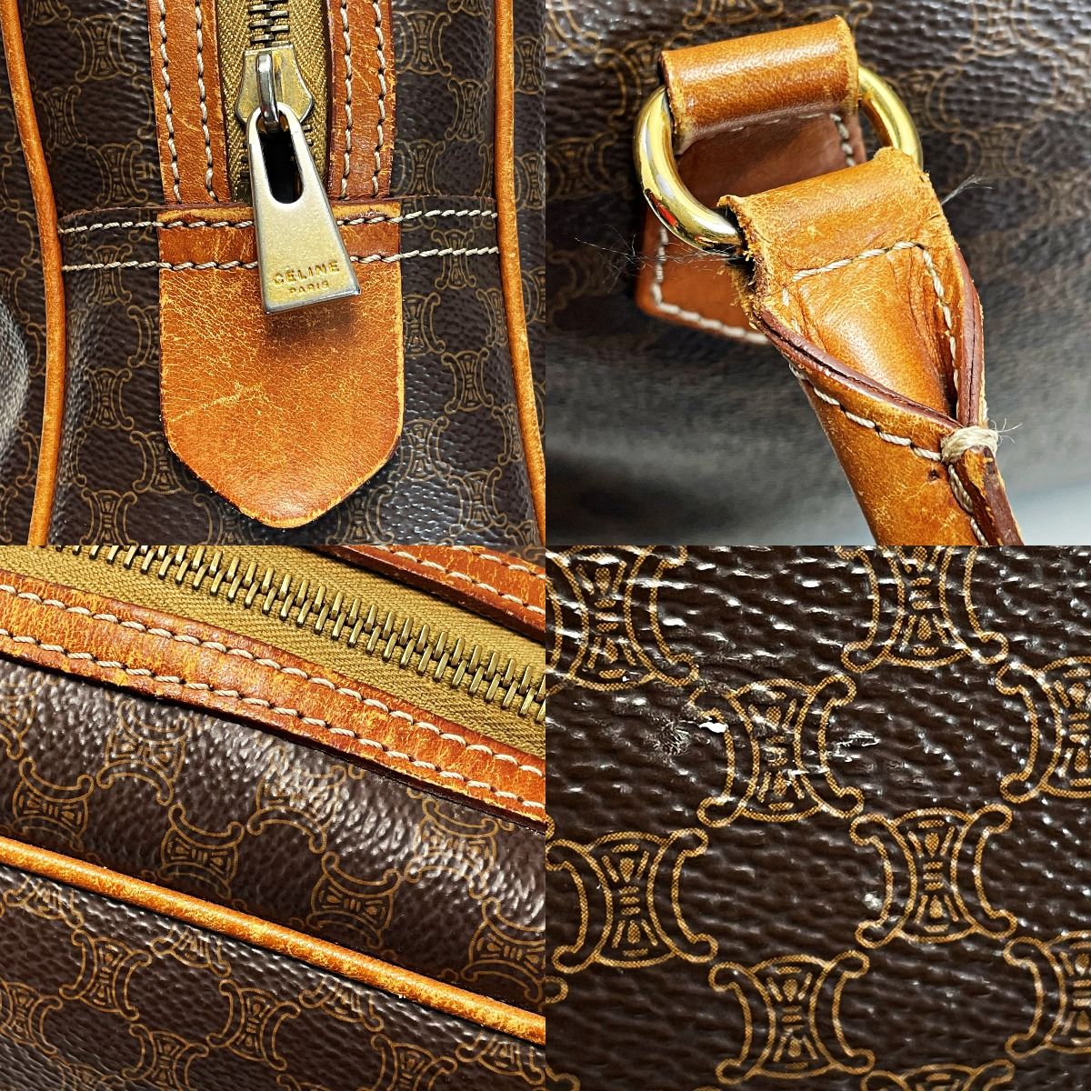 CELINE セリーヌ マカダム柄 ブラウン ハンドバッグ ミニボストン