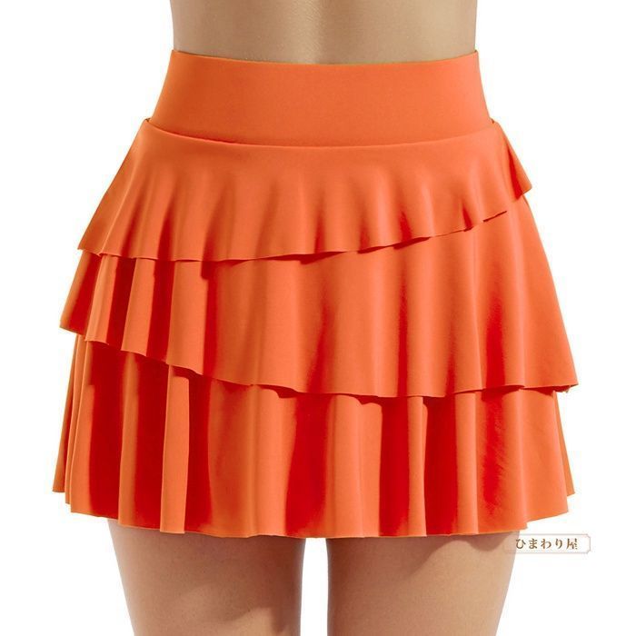フォークダンス　オレンジ 細プリーツスカート 膝丈 フォークダンス オレンジ 細プリーツスカート 膝丈 PLEATS
