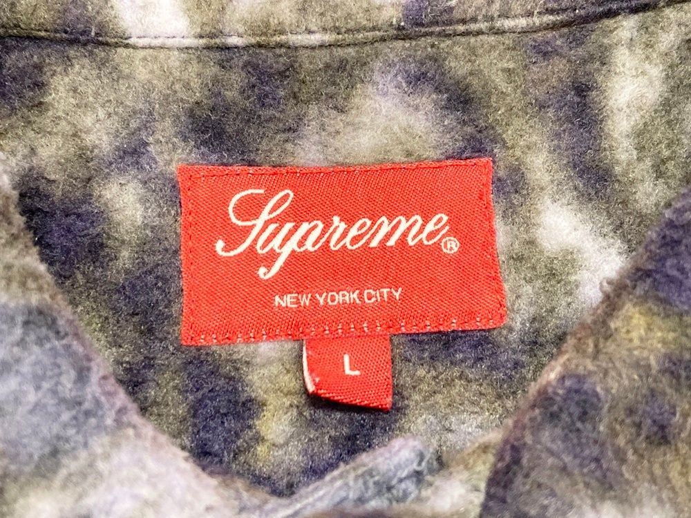 シュプリーム SUPREME Paisley Fleece Shirt Purple ペイズリーフリースシャツ 21FW 紫 黒 シャツジャケット ジャケット 総柄 パープル Lサイズ 101MT-2504