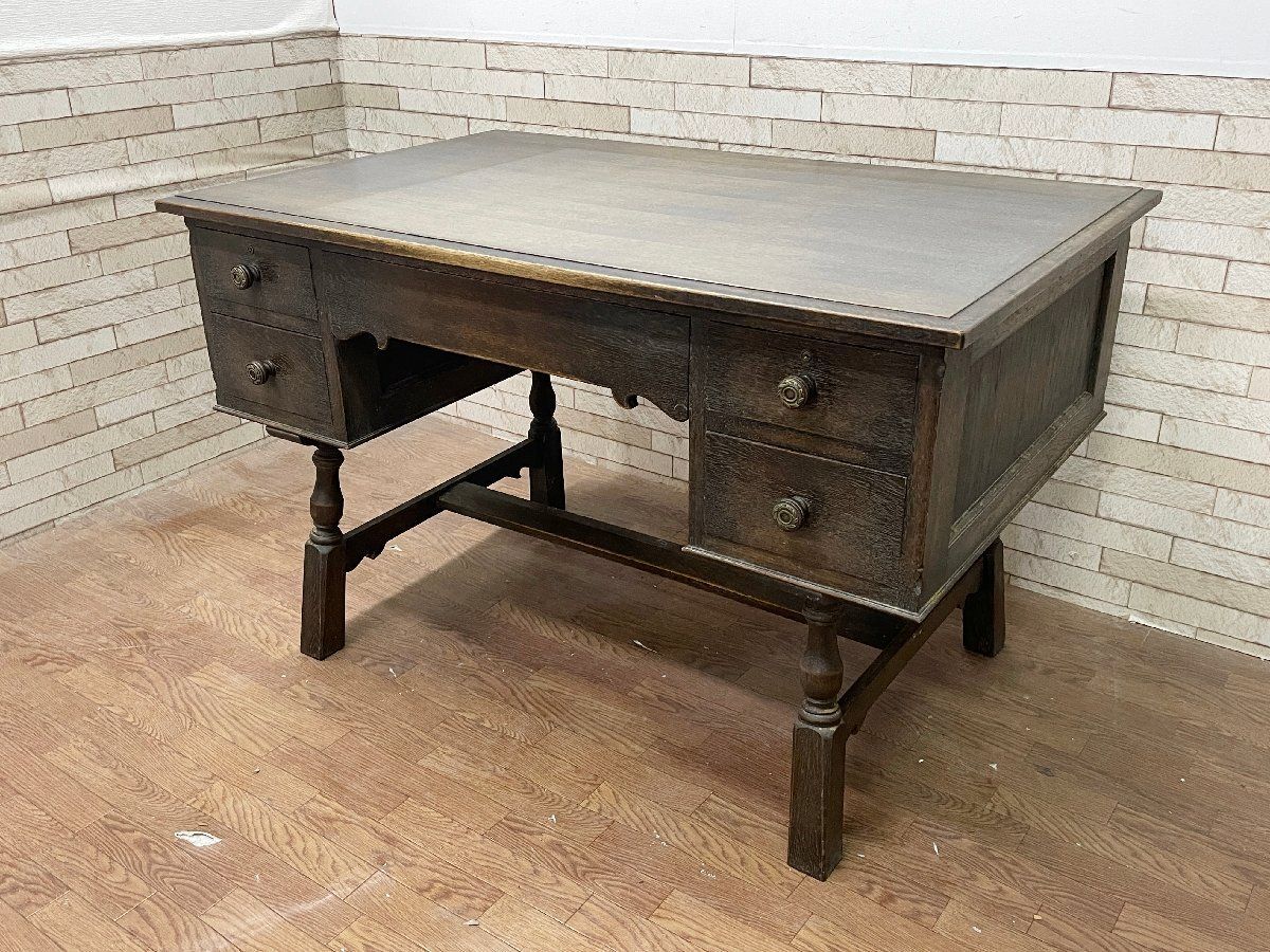 クラシック木製文机 5引き出し カリモク ヴィンテージ アンティーク 古家具 クラシック木製文机 5引き出し カリモク ヴィンテージ アンティーク 古