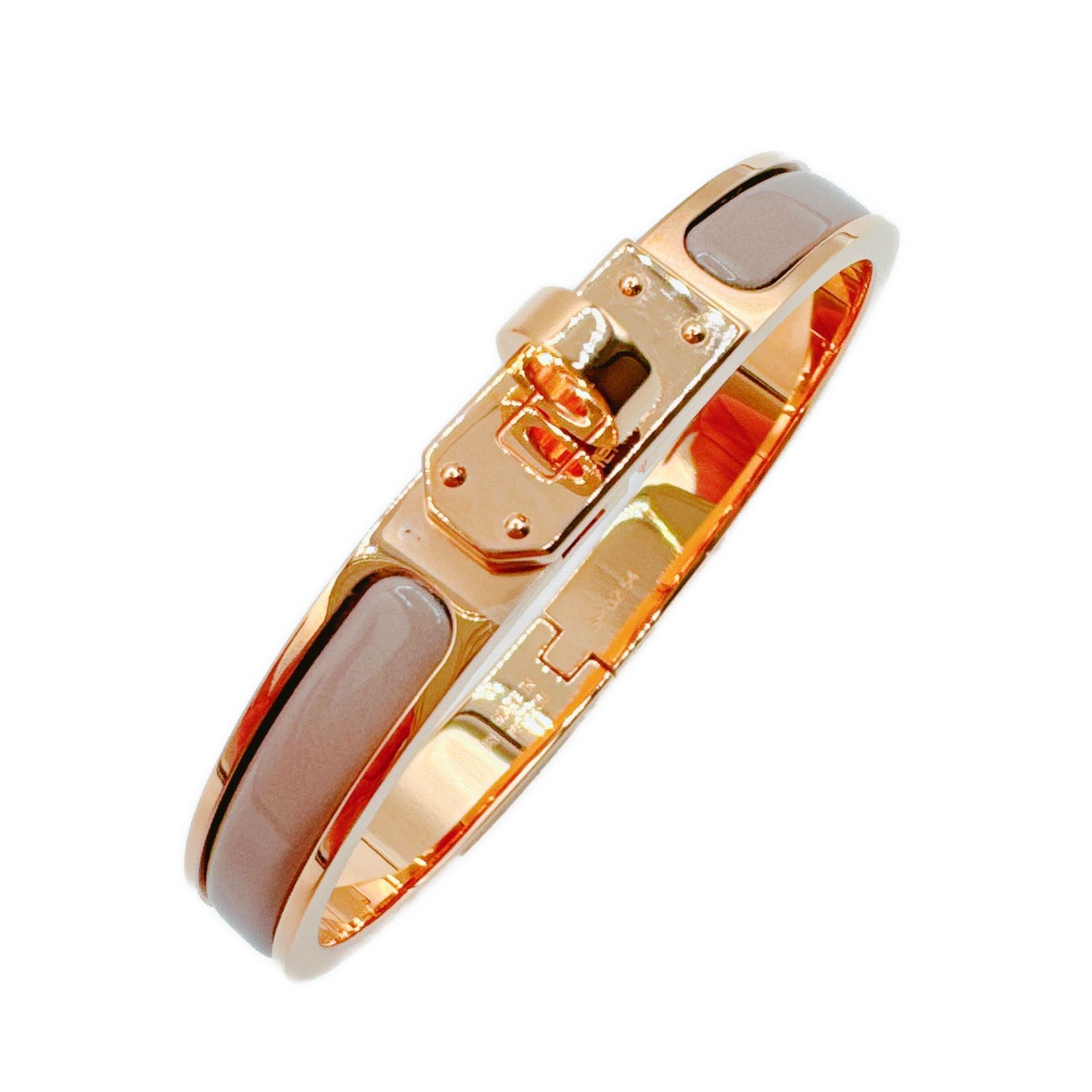 エルメス  ブレスレット バングル  ユニ  マロングラッセ×ピンクゴールド HERMES - エルメス UNIバングル マロン・グラッセ ピンク