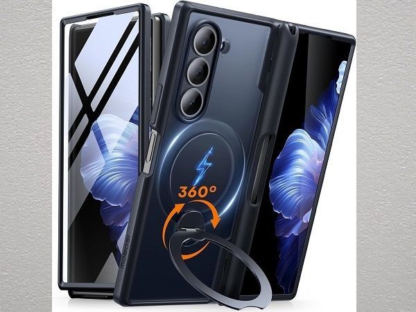 MOBOSI for Samsung Galaxy Z F 6 ケース Magsafe対応 リングスタンド ブラック ♥ スクリーンプロテクター内蔵 Sペンホルダー付