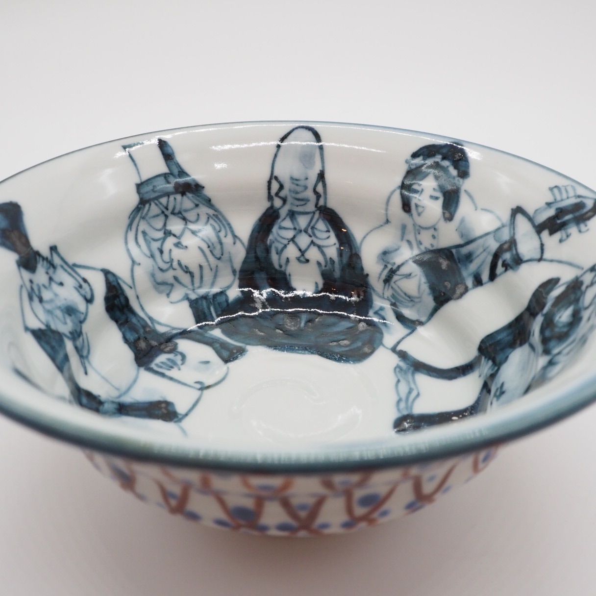 京焼・清水焼　村田敏光(二寧）作　赤「福」茶碗　在銘　共箱　古物 京焼・清水焼 村田幸之介(六齋窯) 七福神あみ茶漬(ご飯茶碗
