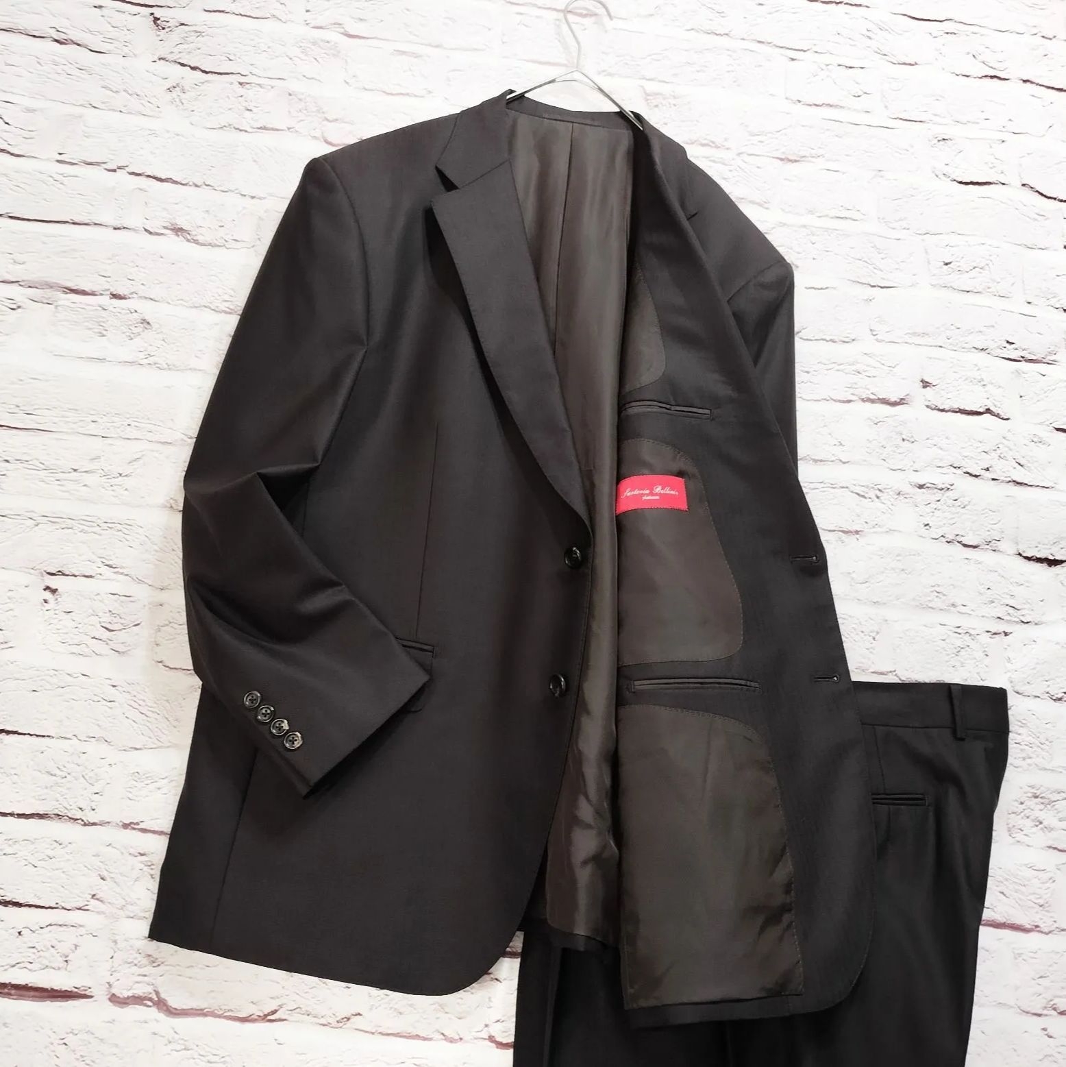 美品】日本製 Sartoria Bellini ウール セットアップ スーツ 裾ダブル 