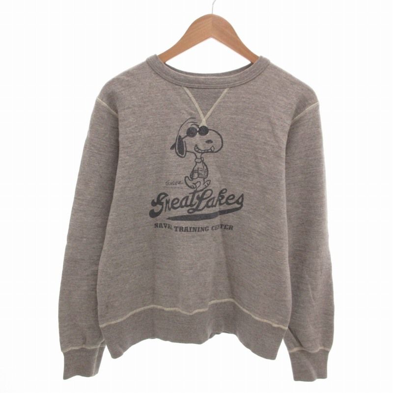 バズリクソンズ BUZZ RICKSON’S × ピーナッツ PEANUTS スヌーピープリント スウェット トレーナー 長袖 M グレー /FT
