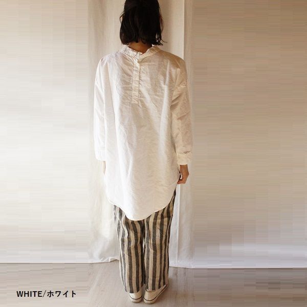 SUNVALLEY サンバレー コットン 綿 オックス シャツ 2WAY バンドカラー 日本製品染め チュニック ワンピース SK8125220 服 大人の ナチュラル ゆったり コットン 綿 オックス シャツ 2WAY バンドカラー 日本製品染め