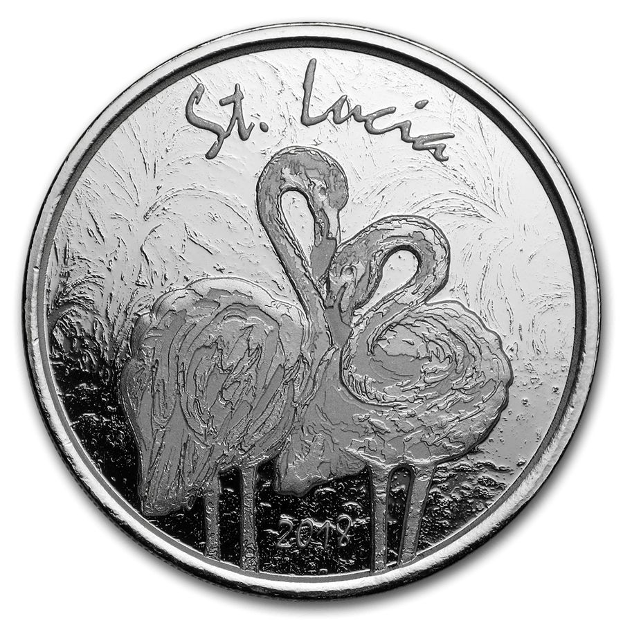 [保証書・カプセル付き] 2018年 (新品) セントルシア「ピンク フラミンゴ」純銀 1オンス 銀貨
