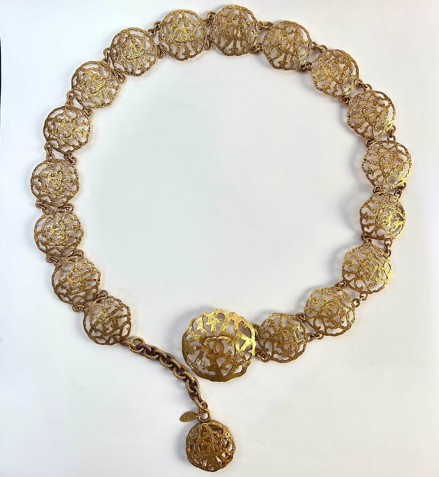 CHANEL シャネル ココマーク カメリア チェーンベルト 85cm ヴィンテージ ゴールド GP aua100001r51113