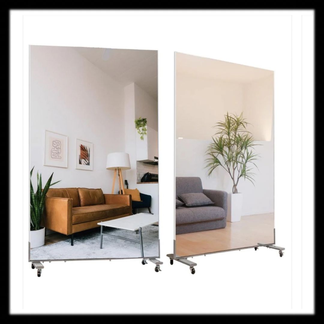 新品未使用】#2104 軽壁掛け鏡160x100木目＋キャスタ大 軽壁掛け鏡160x100