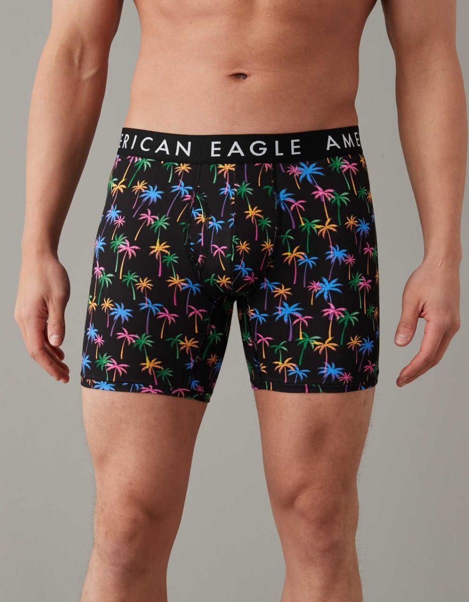 AMERICAN EAGLE/Sサイズ/ボクサーブリーフ 0235-3965 快適 伸縮性◎ パームツリー ヤシの木 トランクス 新品/黒×マルチ/ih193/