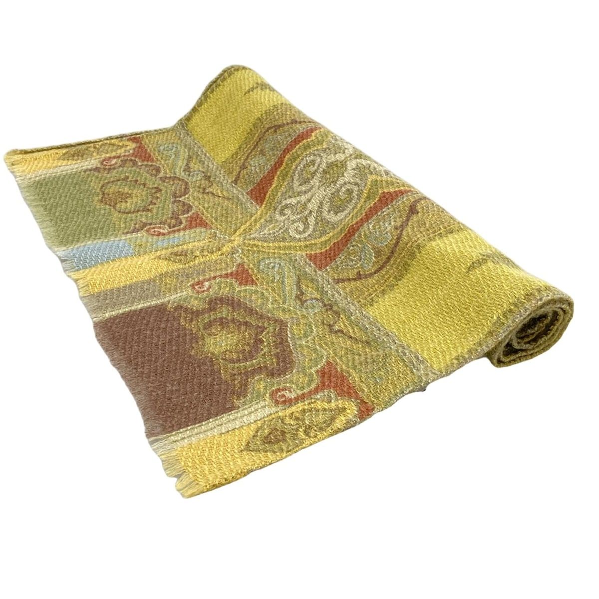 ETRO エトロ マフラー - ダークイエロー×カーキ×マルチ シルク