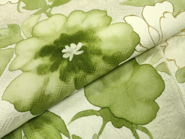 平和屋着物▽訪問着 単衣 草葉文 暈し染め 正絹 逸品 AAAZ7140jh