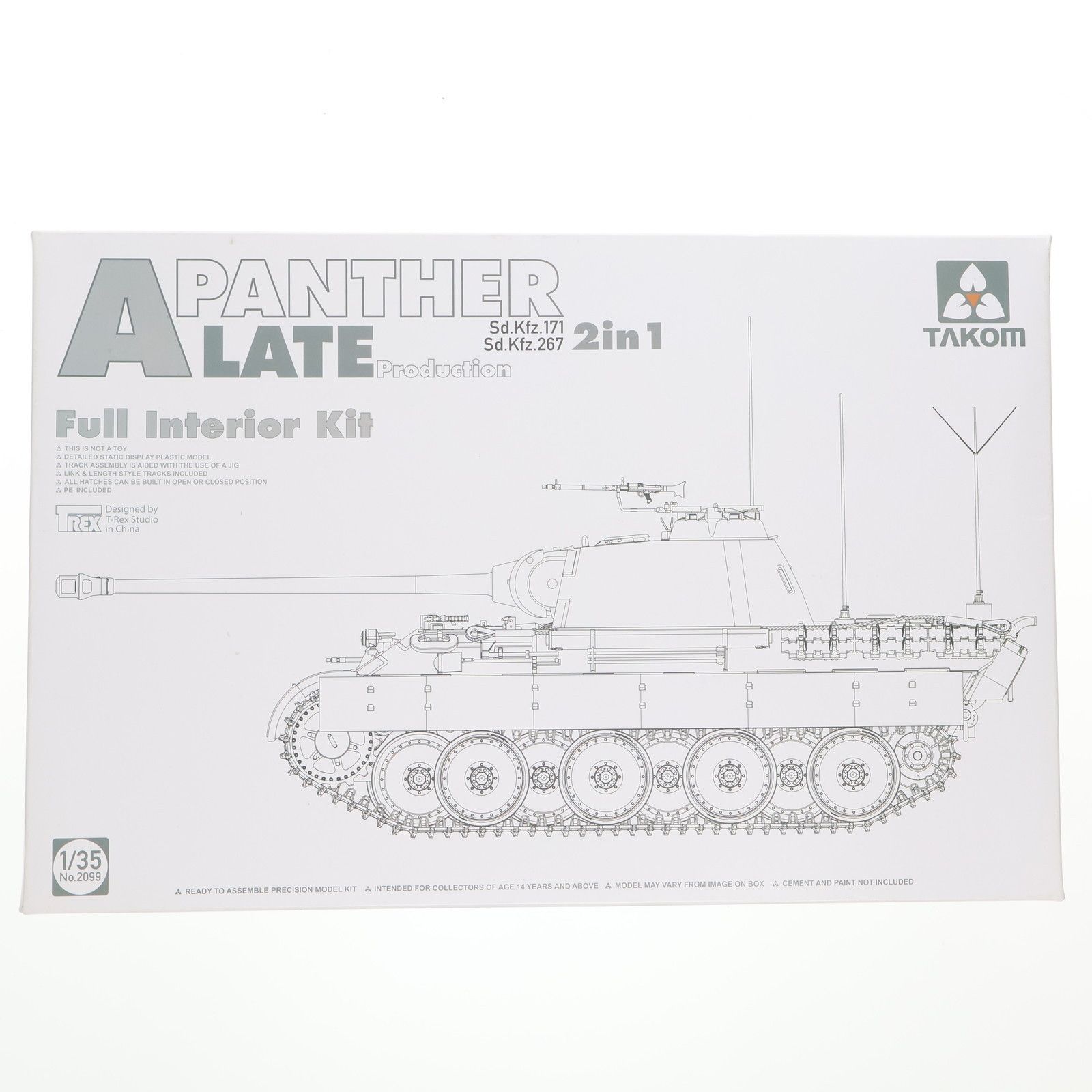 1/35 WW.II ドイツ軍 中戦車 Sd.Kfz 171/267 パンターA型 後期型 指揮戦車 w/フルインテリア プラモデル(TKO2099) TAKOM(タコム) 1/35 WW.II ドイツ軍 中戦車 Sd.Kfz 171/267 パンターA型 後期型