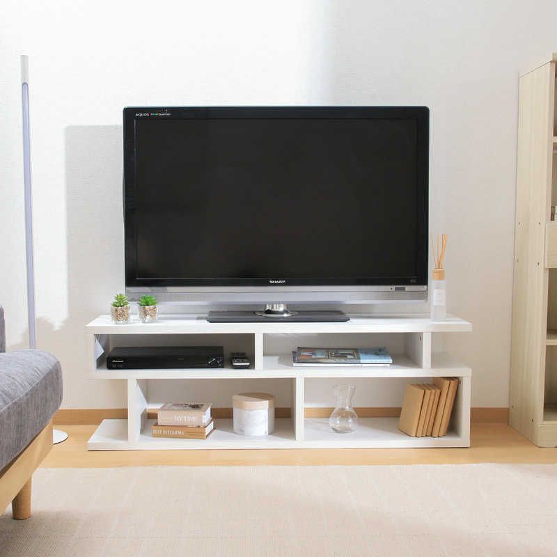 ※ Ｓ字型ＴＶ台 １２０幅 オークホワイト [5108] S字型TV台 約120cm幅 オークホワイト 組立品【代引不可】[21]：