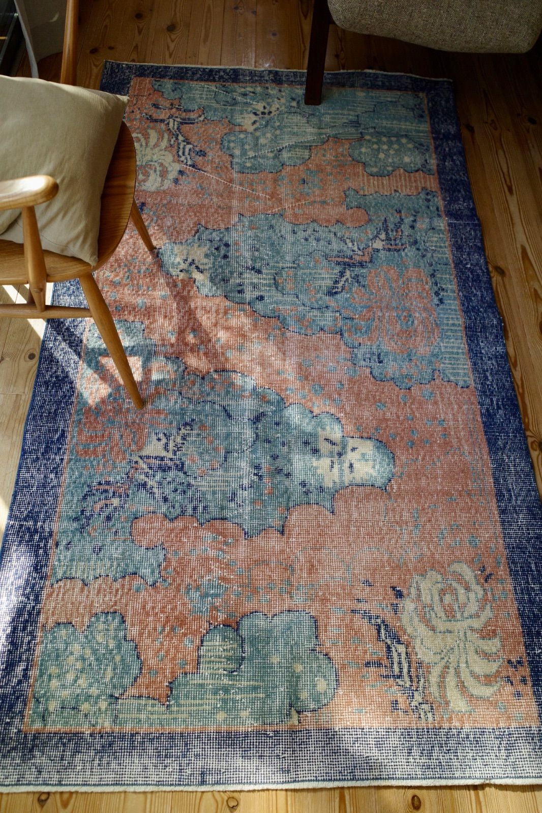 kana5　トルコ　ヴィンテージラグ　グレー　ベージュ トルコ ヴィンテージラグ ベージュ グレー