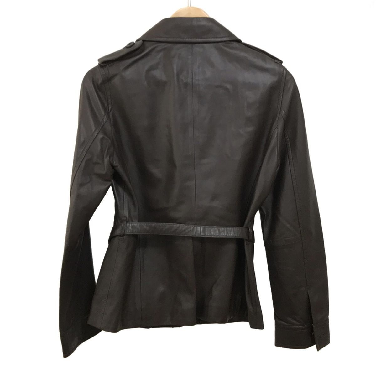 Aquascutum アクアスキュータム コート レディース - ダークブラウン 長袖 レザー 秋 冬