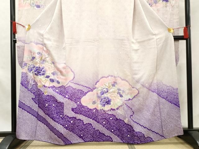 平和屋着物□豪華振袖 駒刺繍 絞り 花鼓文 暈し染め 金銀糸 銀彩