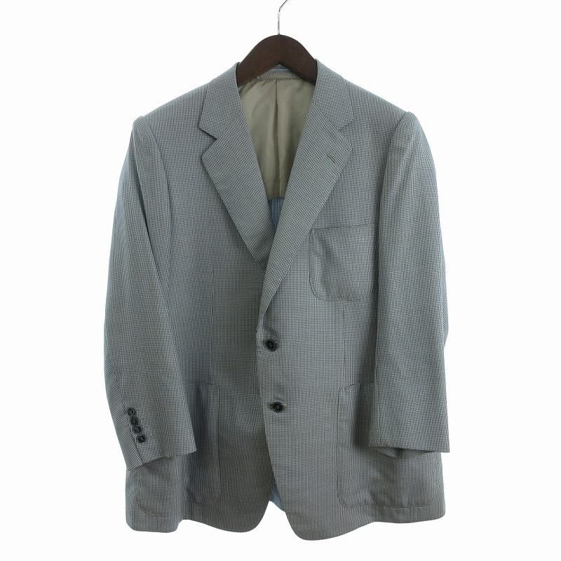ロロピアーナ Loro Piana テーラードジャケット シングル 2B SUPER 110’S チェック 背抜き サイドベンツ 青 ブルー