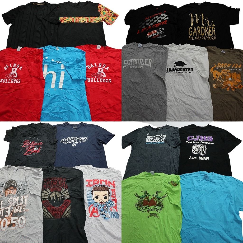 古着卸 まとめ売り カラーmix プリント 半袖Tシャツ 19枚セット (メンズ XL ) 無地 ワンポイント カジュアル カレッジ風 レーシング MT3995