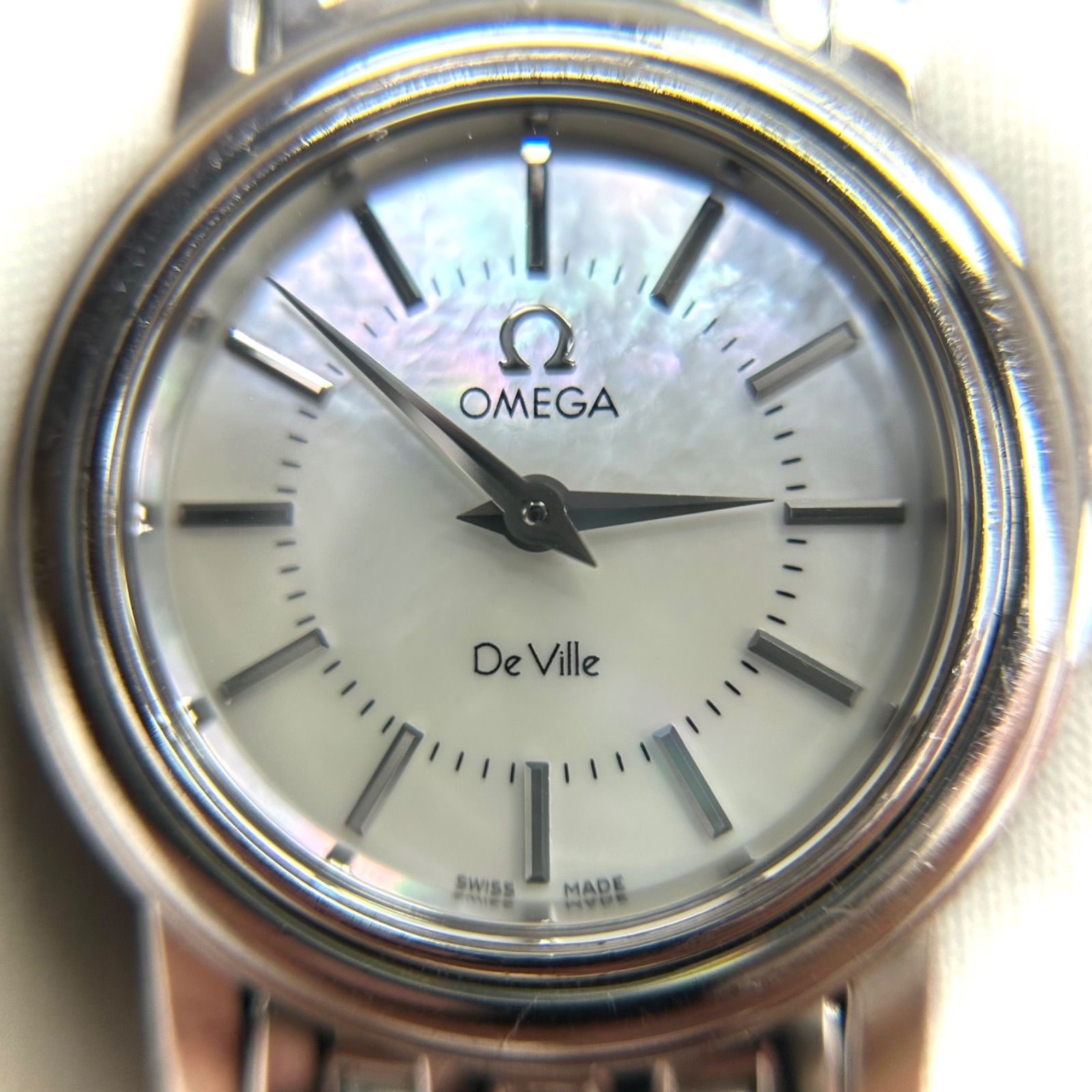 OMEGA オメガ デビル ホワイト シェル 文字盤 クォーツ 時計