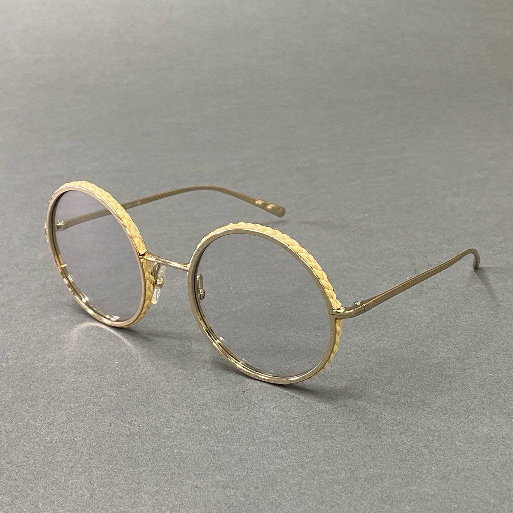 d6 CHANEL シャネル Raffia ラウンド アイウェア 丸メガネ 4250 