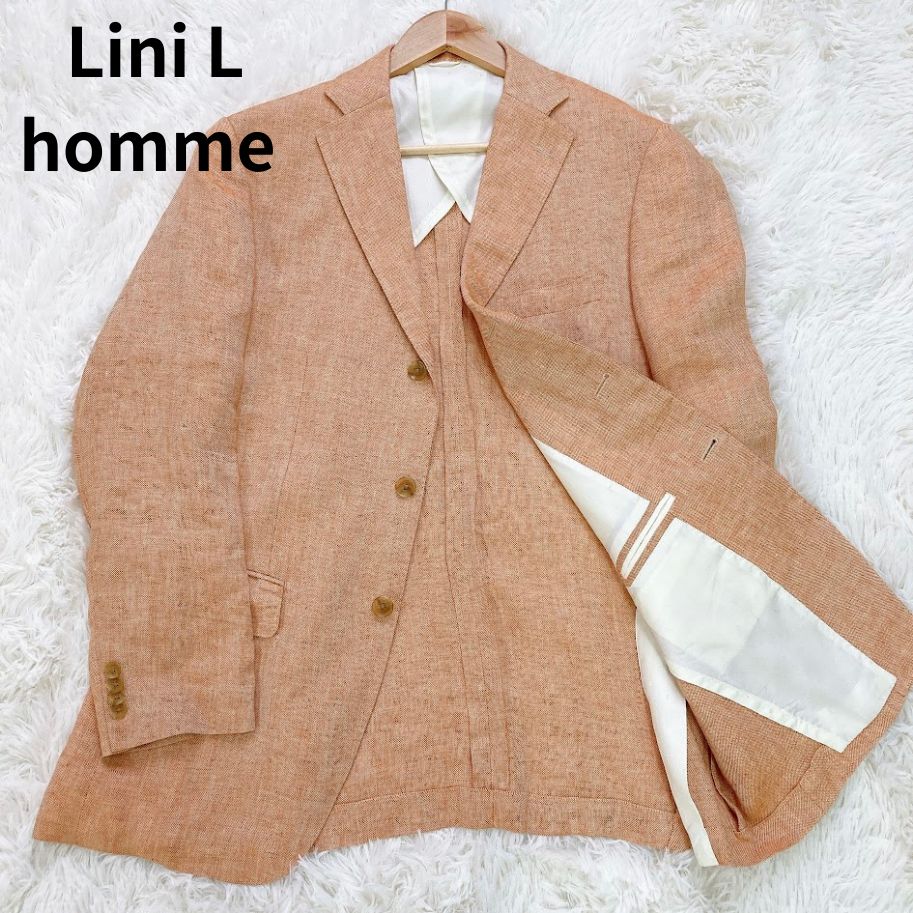 【ボリオリ】美品　リネンテーラードジャケット　春夏　麻100% 52 赤褐色 ボリオリ】美品 リネンテーラードジャケット 春夏 麻100% 52 赤褐色 サマー