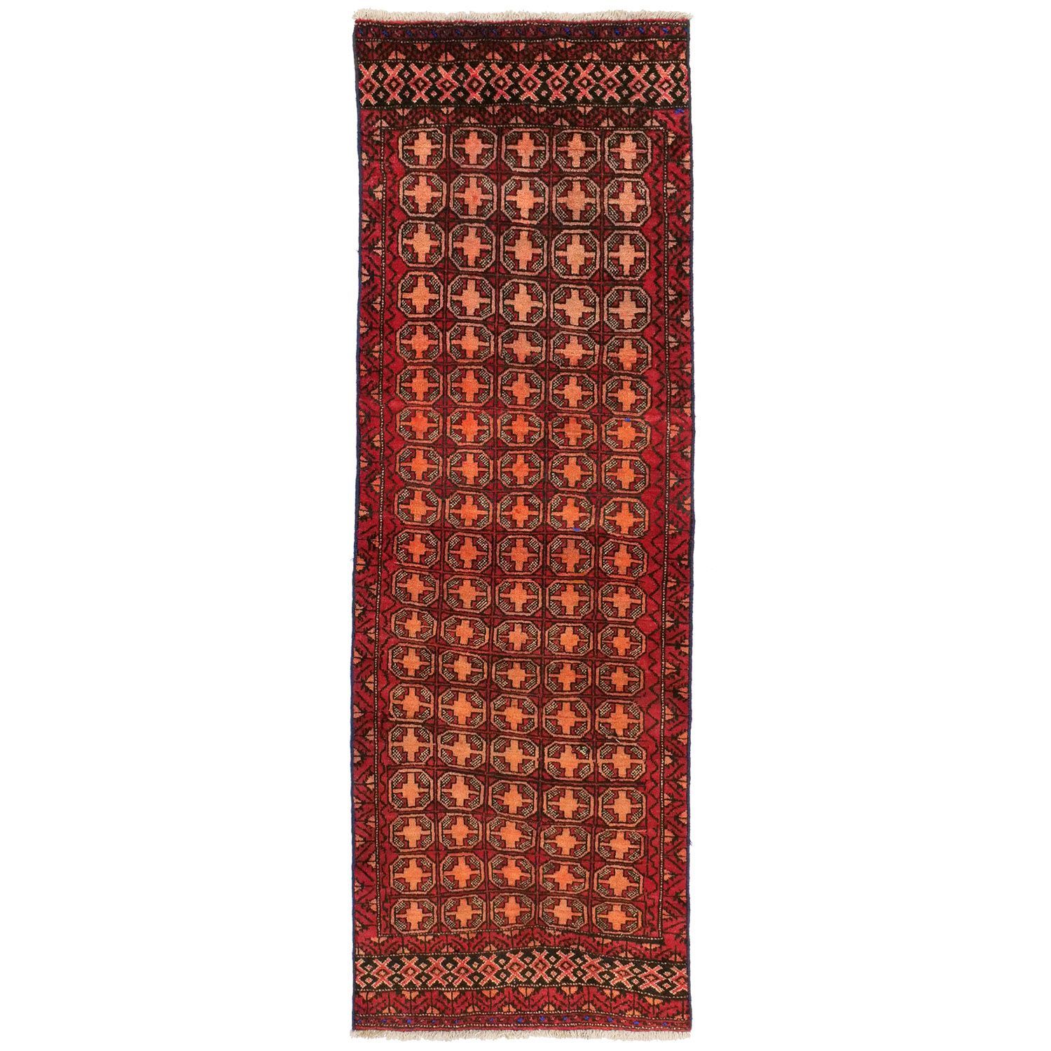 トルバトヘイダリエ 1970年代 2020×660mm セミアンティーク フックモチーフ 手織り - carpet-アンティークペルシャ絨毯 ヴィンテージラグ専門店 送料無料