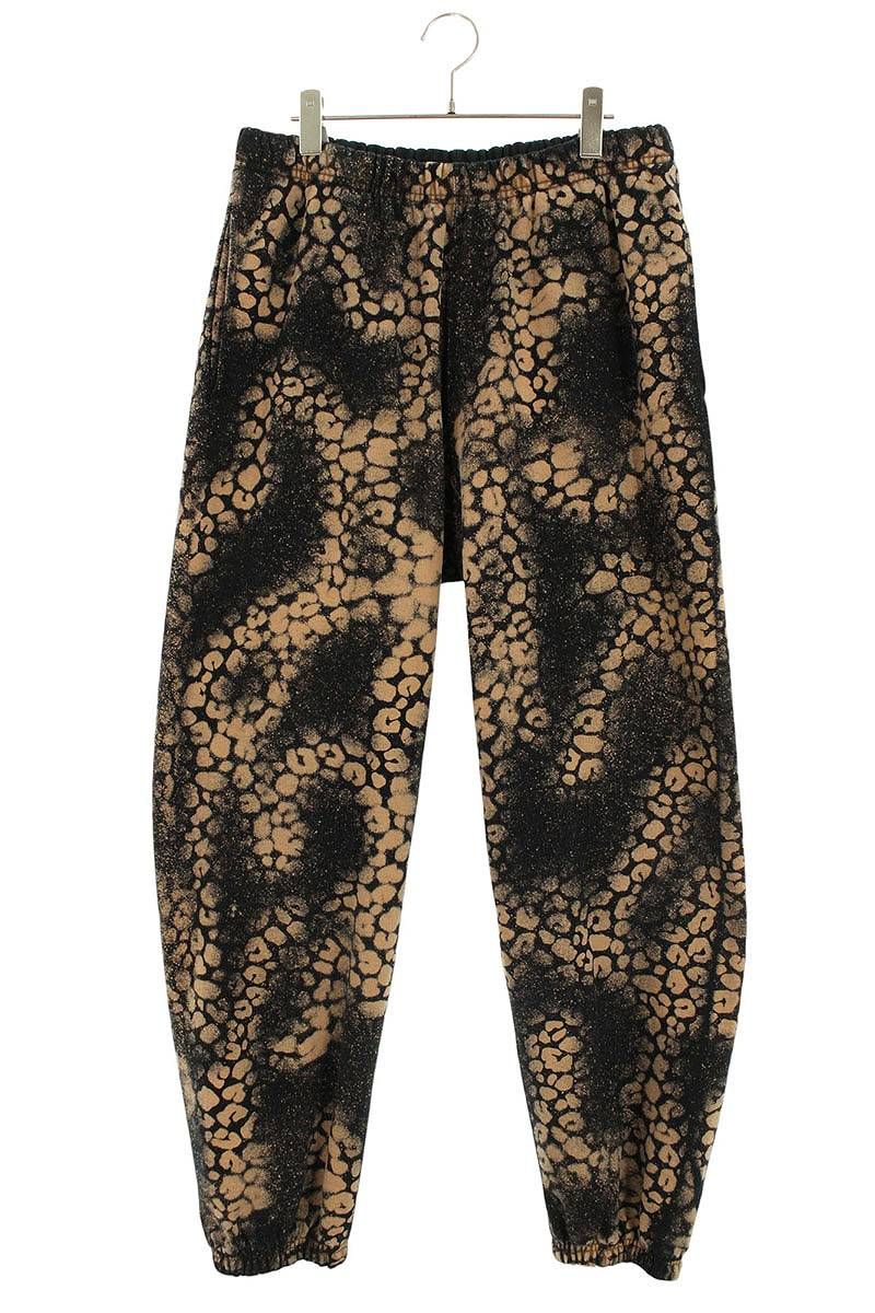 シュプリーム Bleached Leopard Sweatpant ブリーチレオパード柄スウェットロングパンツ メンズ L