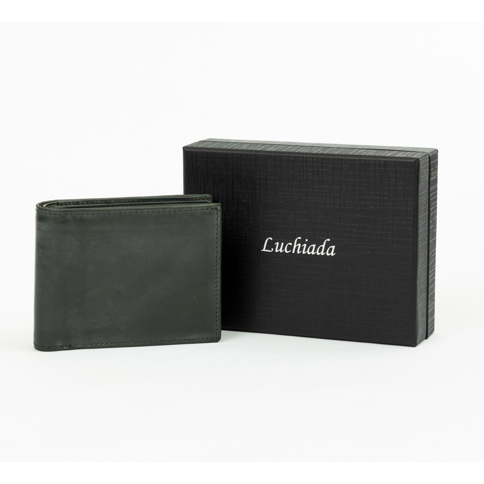 万双 厚コバ 二つ折り財布 ダークグリーン レザー 万双 厚コバ 二つ折り