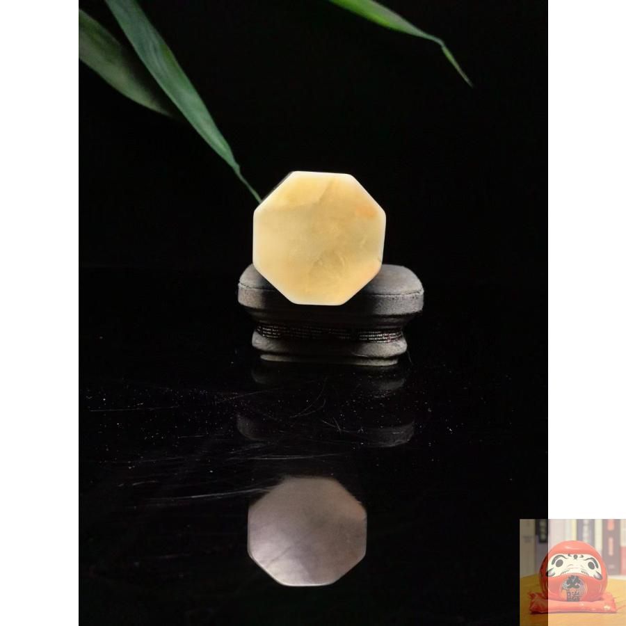 中国古美術.古寿山フヨウ石彫り.童子牧牛紋印章.印鑑. 文房具
