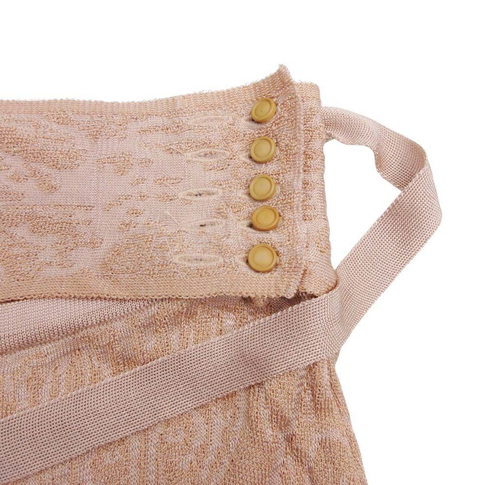 20ss TAN タン ジャガード ニット スカート セミタイトシルエット ロング 総柄 F オレンジ ベージュ レディース 古着 GULLKHAN_COM