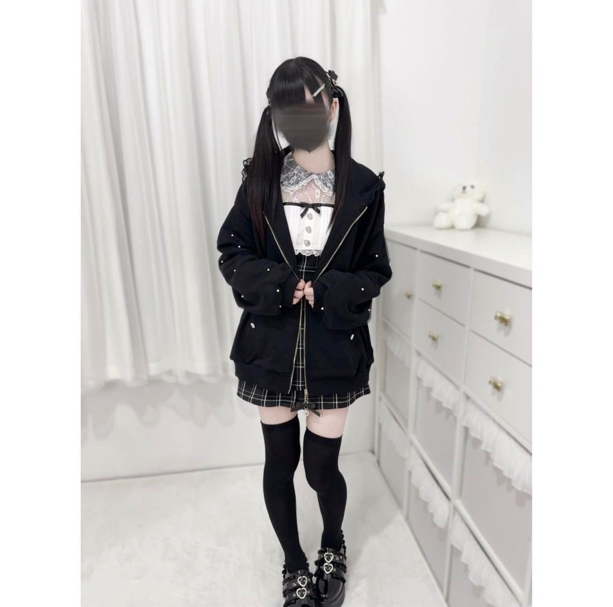 地雷系 パーカー ✧♡ うさ耳パーカー ワンピース - メルカリ