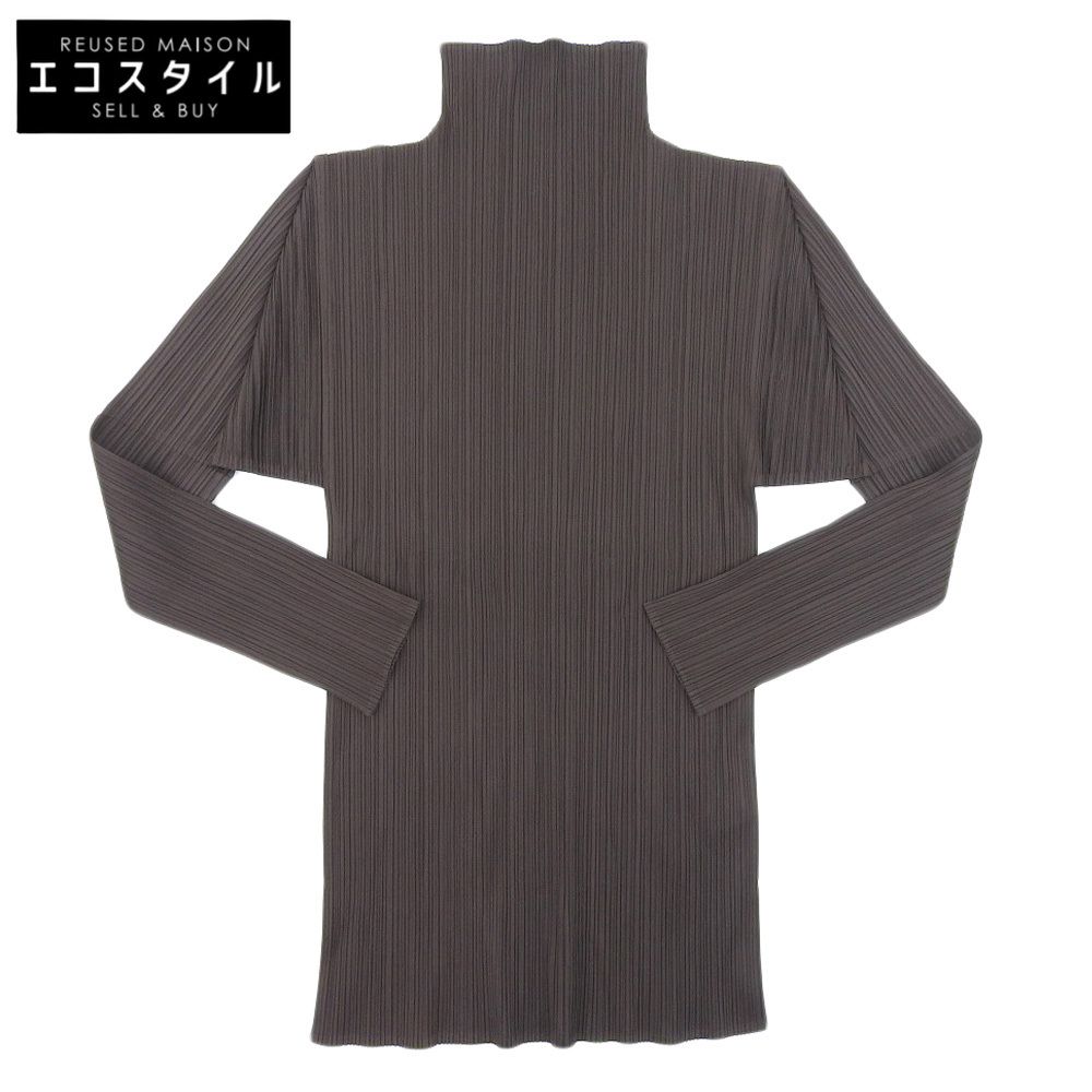 PLEATS PLEASE プリーツプリーズ PLEATS PLEASE プリーツプリーズ ハイネック ロングスリーブ プリーツ カットソー トップス レディース ブラウン F PP63-JK604 F