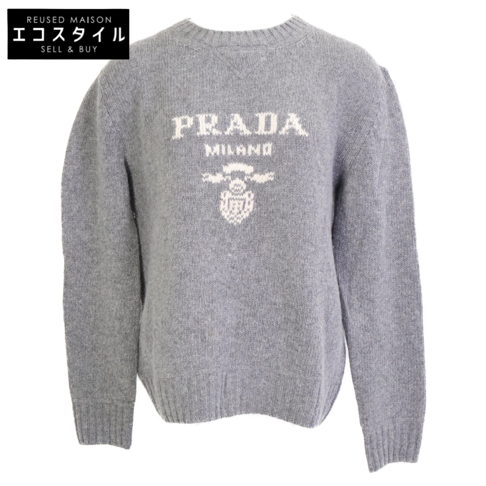 PRADA プラダ | 正規 P24G1V S211 ロゴ ウールxカシミヤ クルーネック ニットセーター| 38