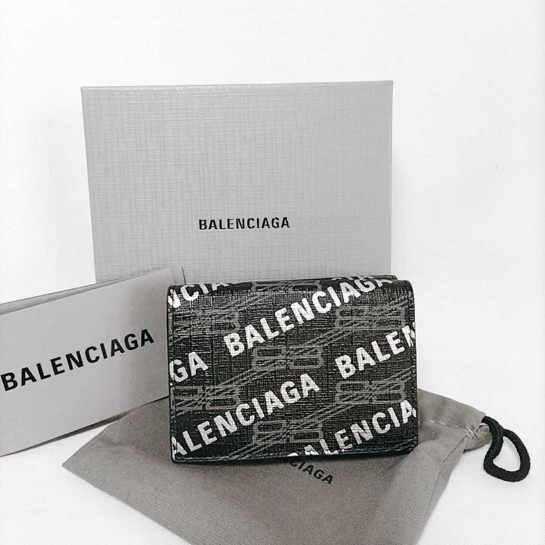 購入先バレンシアガ青山BALENCIAGA バレンシアガ　BBモノグラム　3つ折り財布　ミニウォレット