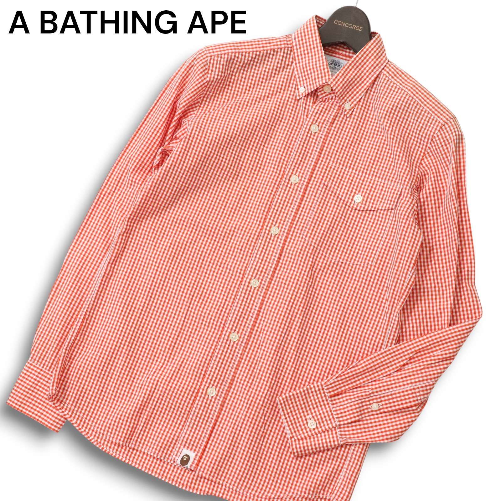 A BATHING APE チェック長袖シャツ S ア ベイシング エイプ 迷彩