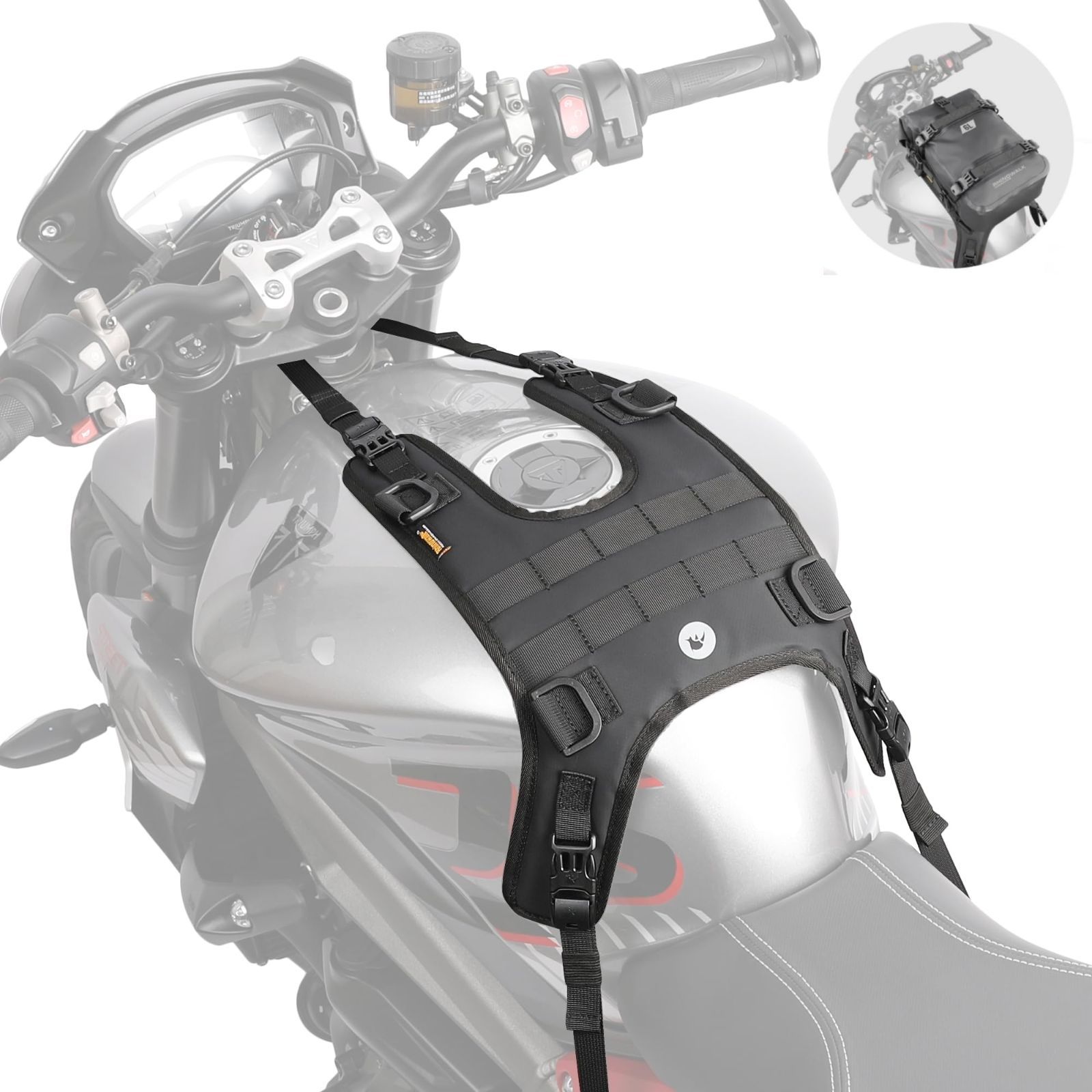 タンクバッグ用ベース Rhinowalk タンクバッグ用フィッティングシステム バイク用 タンクバッグ固定用ベース タンクベース 汎用タイプ 樹脂タンク対応 ベルト固定 取り付け簡単 オートバイタ