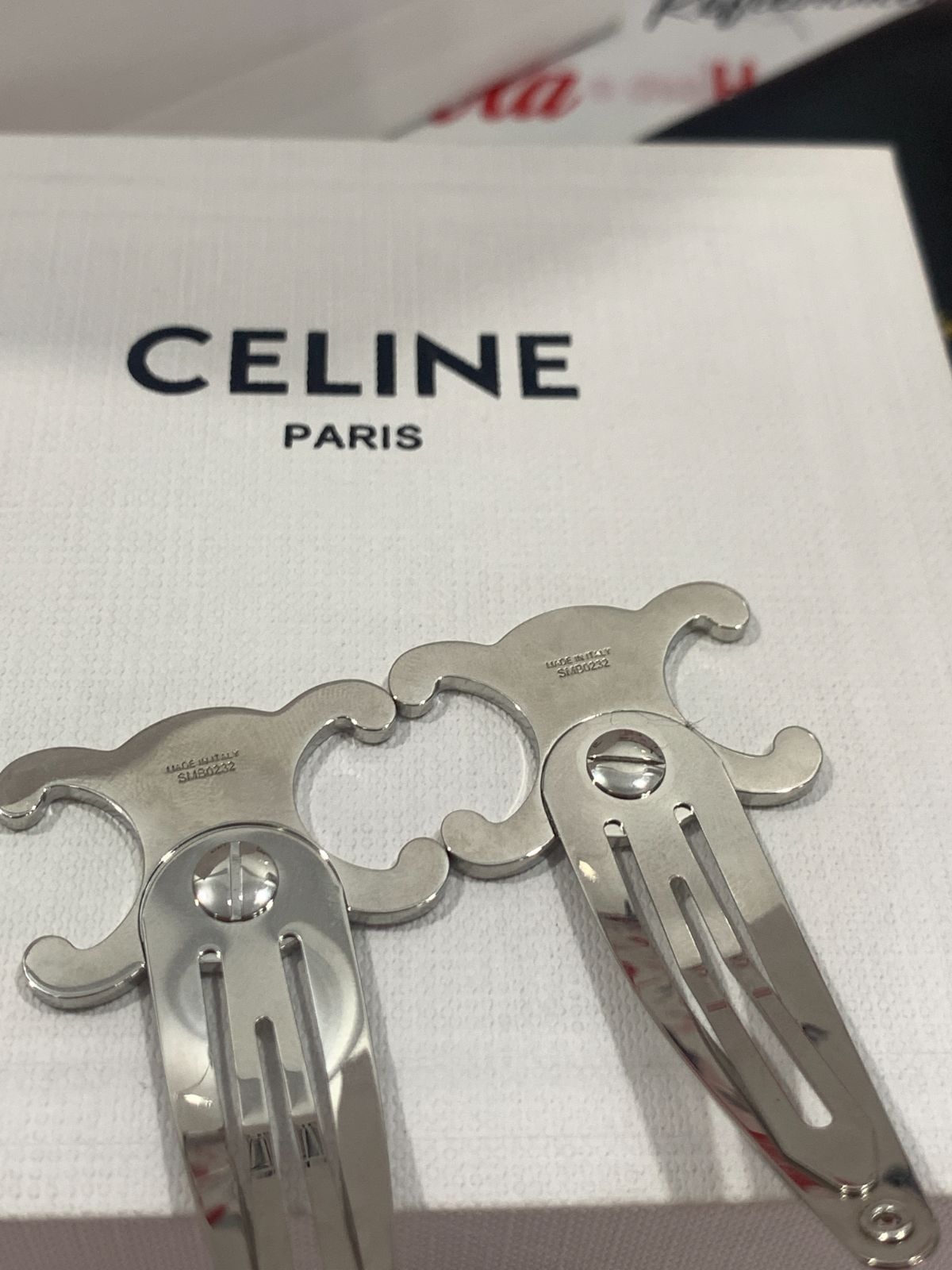 CELINE セリーヌ トリンフ スナップヘアクリップ  2個セット☆シルバー