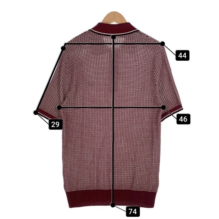 【極美品✨希少】 FRED PERRY バーガンディ ポロシャツ ニット 42 セール】Sheer Knitted Polo Shirt／シアーニットポロシャツ
