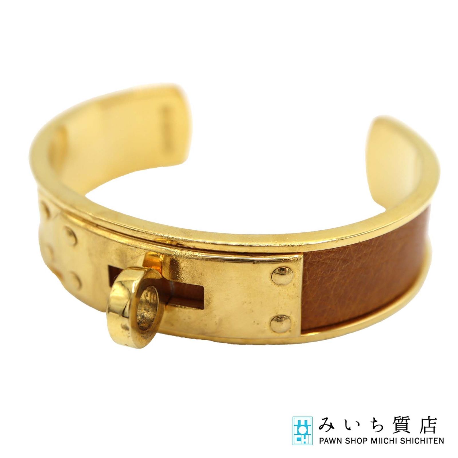 HERMES エルメス ブレスレット ケリーバングル ブラウン系 ゴールド