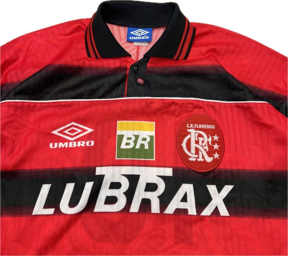 90s UMBRO アンブロ CR フラメンゴ ブラジル ユニフォーム ゲームシャツ 半袖 レッド ブラック XL 春夏 サッカー フットサル DD280 WHITEMONARCHHOTEL_COM