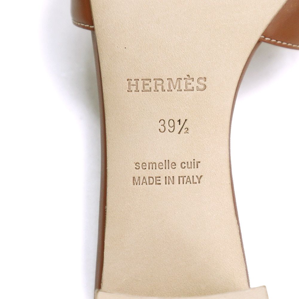 エルメス オアジス サンダル 靴 #39.5 25.5cm カーフスキン レザー
